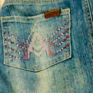 7 for All Mankind A pocket flare leg jeans with Sequined pockets